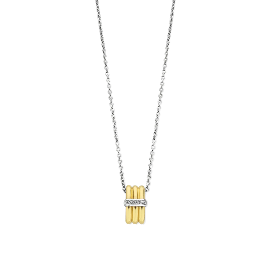 Collana con Pendente in Argento Dorato e Zirconi