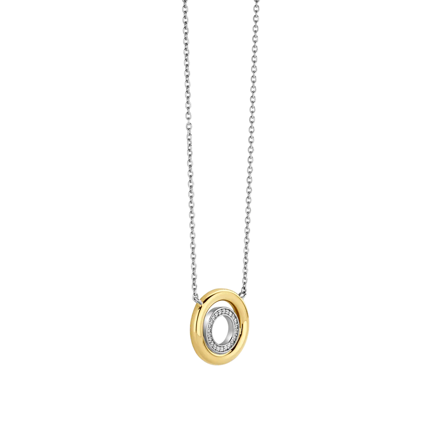 Collana Con Pendente a Cerchio in Argento e Zirconi