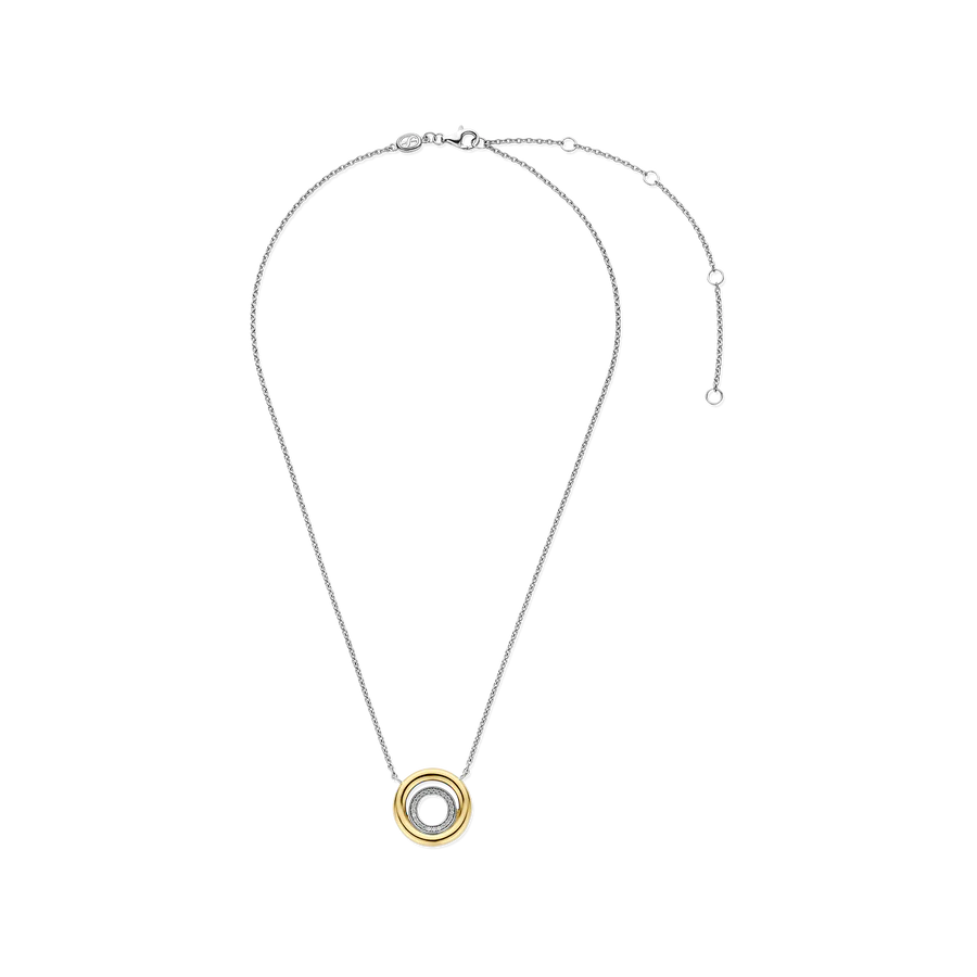 Collana Con Pendente a Cerchio in Argento e Zirconi