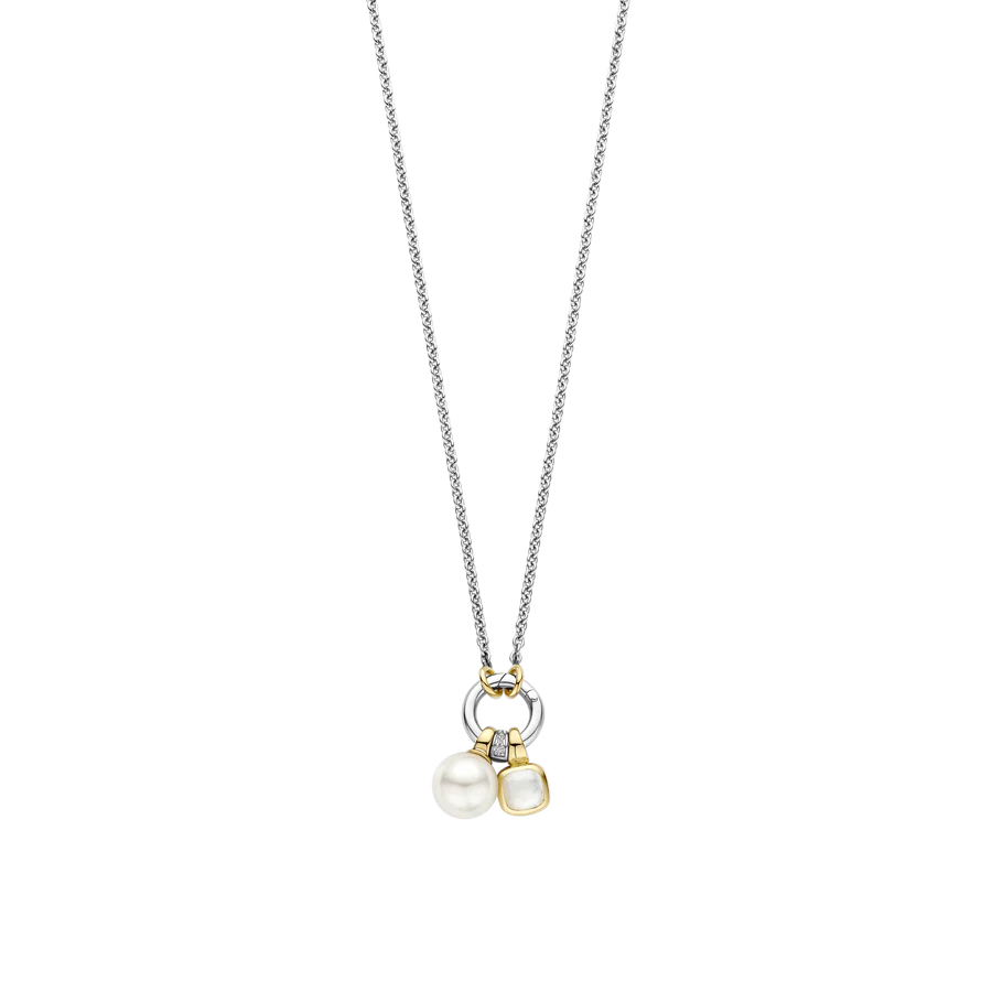 Collana Charms in Argento, Perle e Zirconi