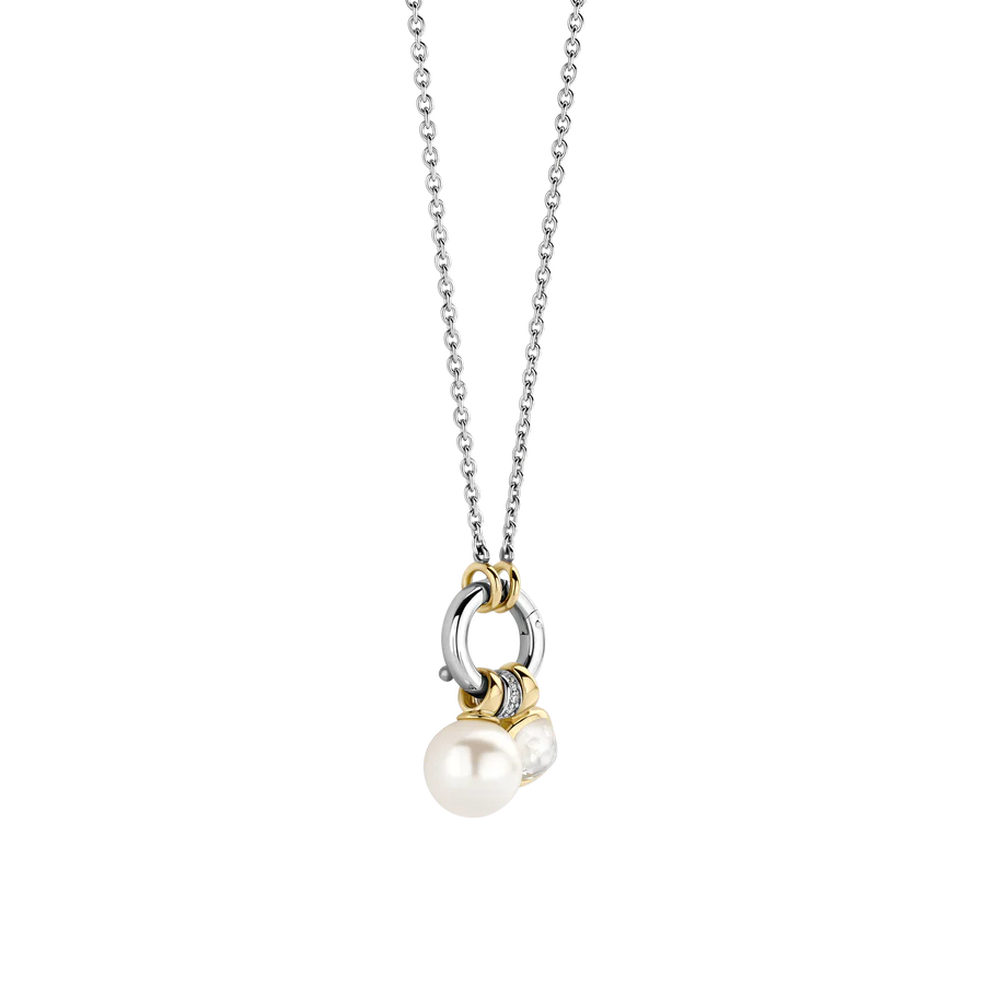 Collana Charms in Argento, Perle e Zirconi