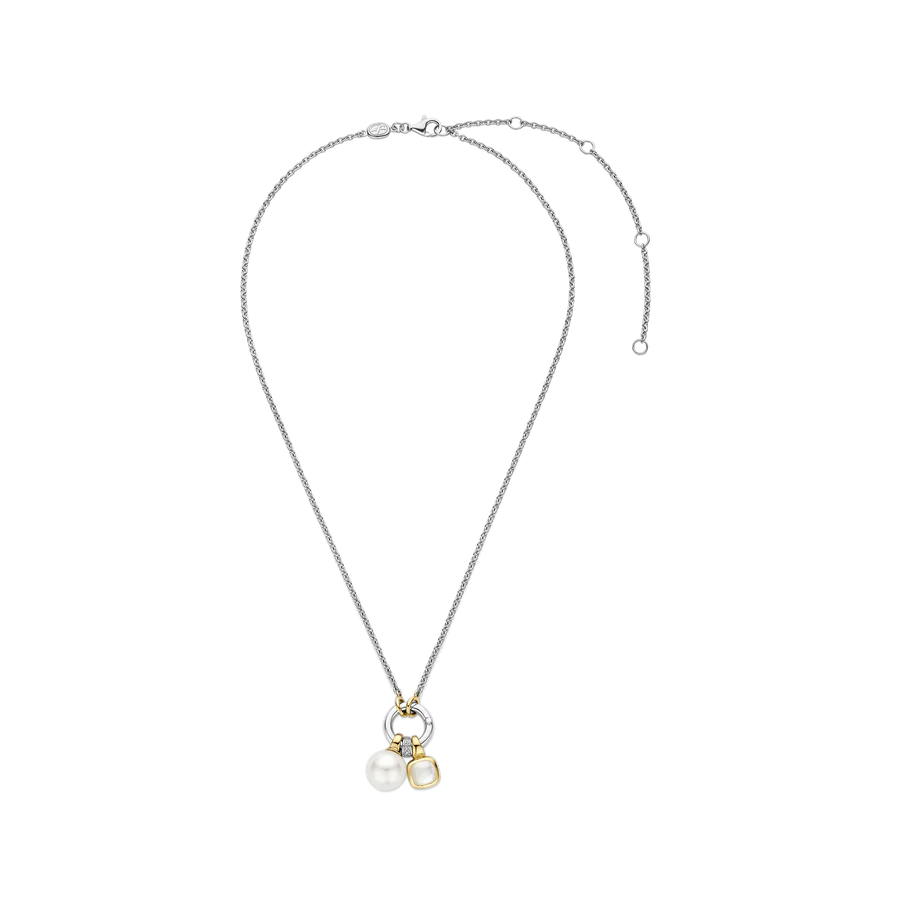 Collana Charms in Argento, Perle e Zirconi