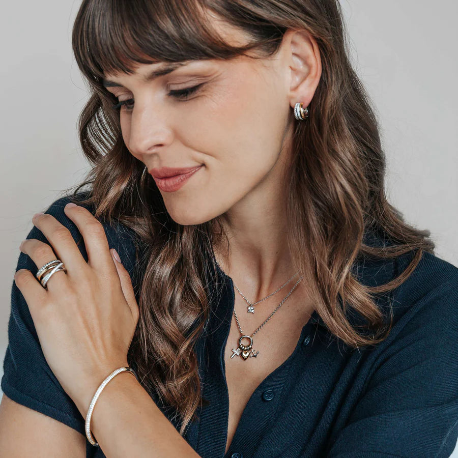 Collana Charms Fede, Speranza, Carità in Argento e Zirconi