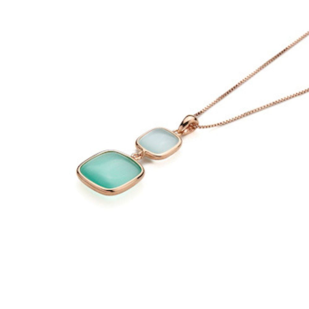 Collana Madì Marea con Quarzi Idrotermali Celeste e Verde Acqua