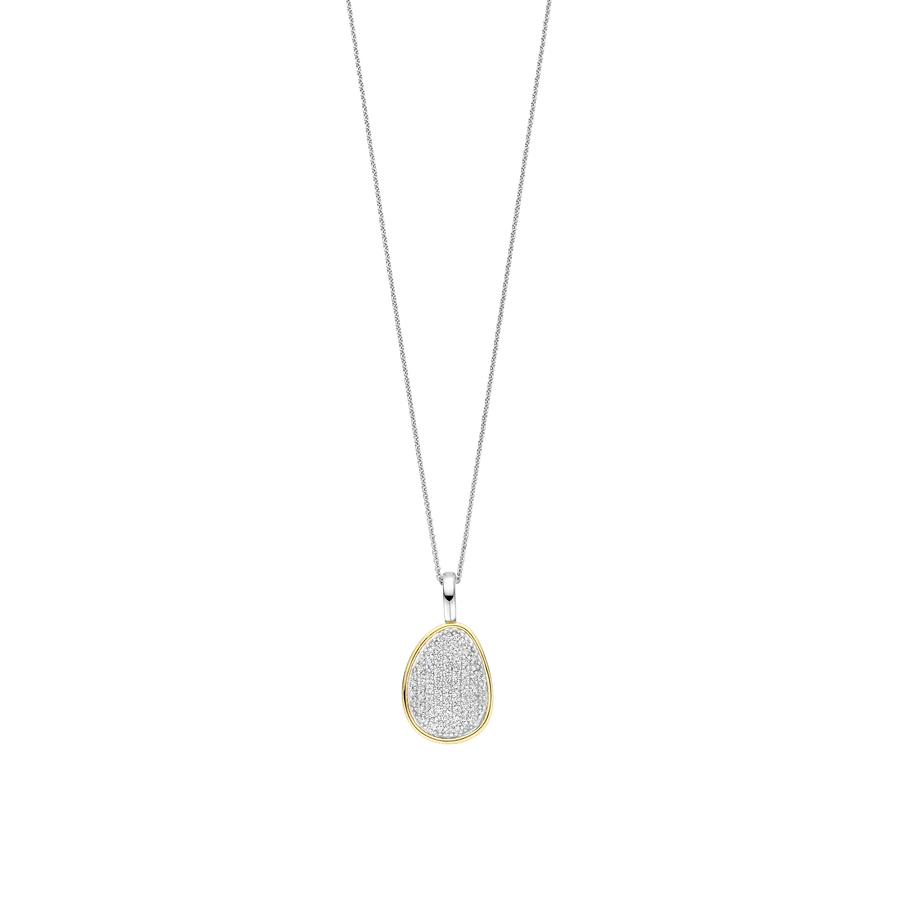 Collana con Pendente Goccia in Argento e Zirconi