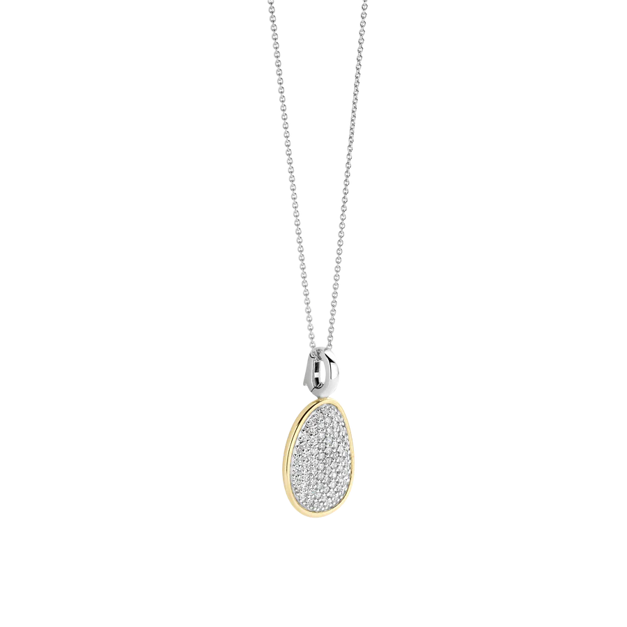 Collana con Pendente Goccia in Argento e Zirconi