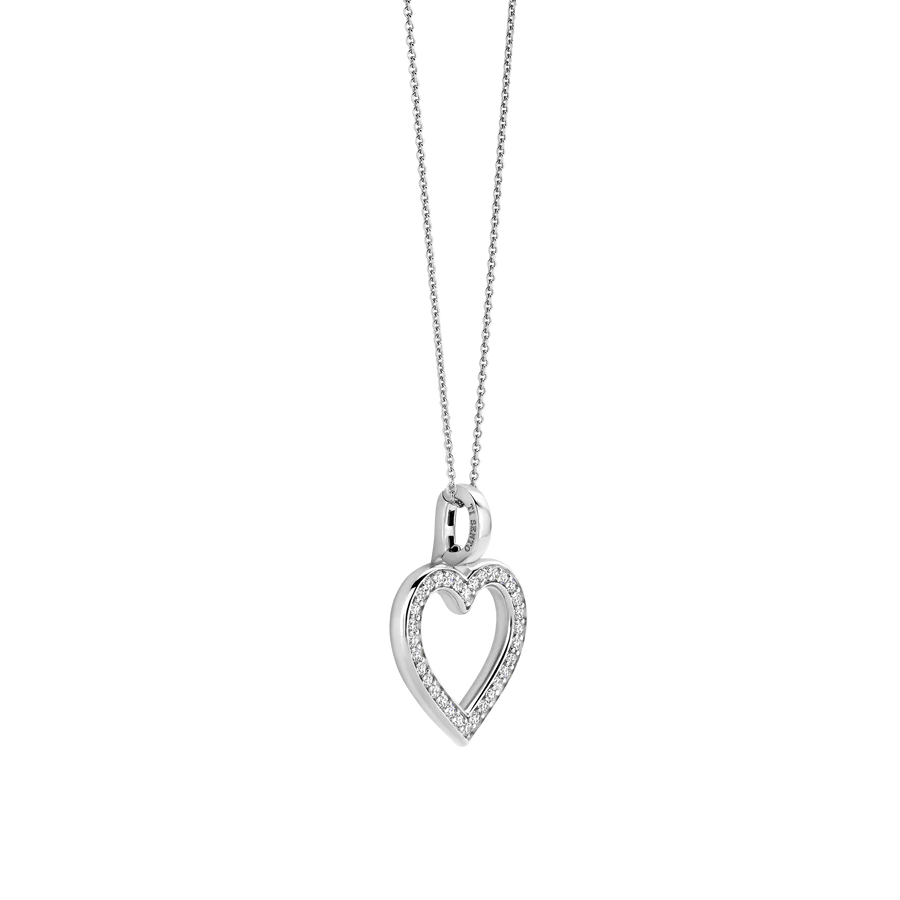 Collana con Cuore in Argento e Zirconi