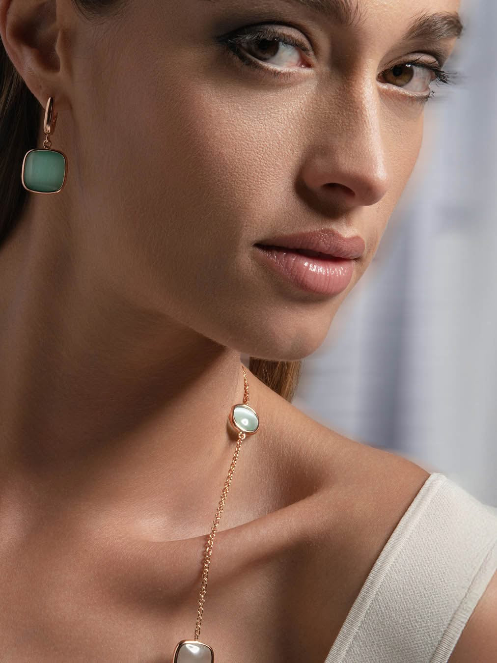 Collana Lunga Madì Marea con Quarzi Idrotermali Multicolor