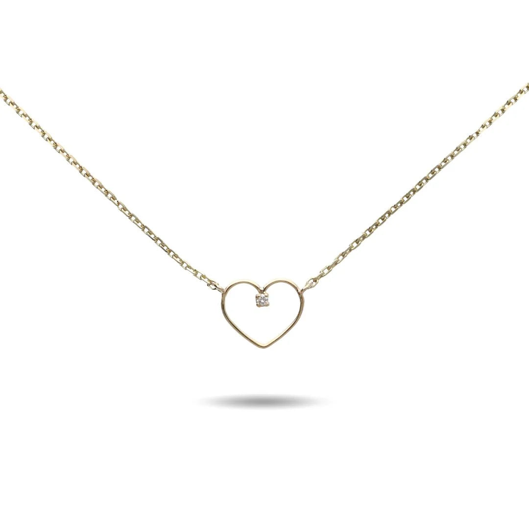 Collana Filodamore in Oro Giallo 9kt Cuore e Diamante