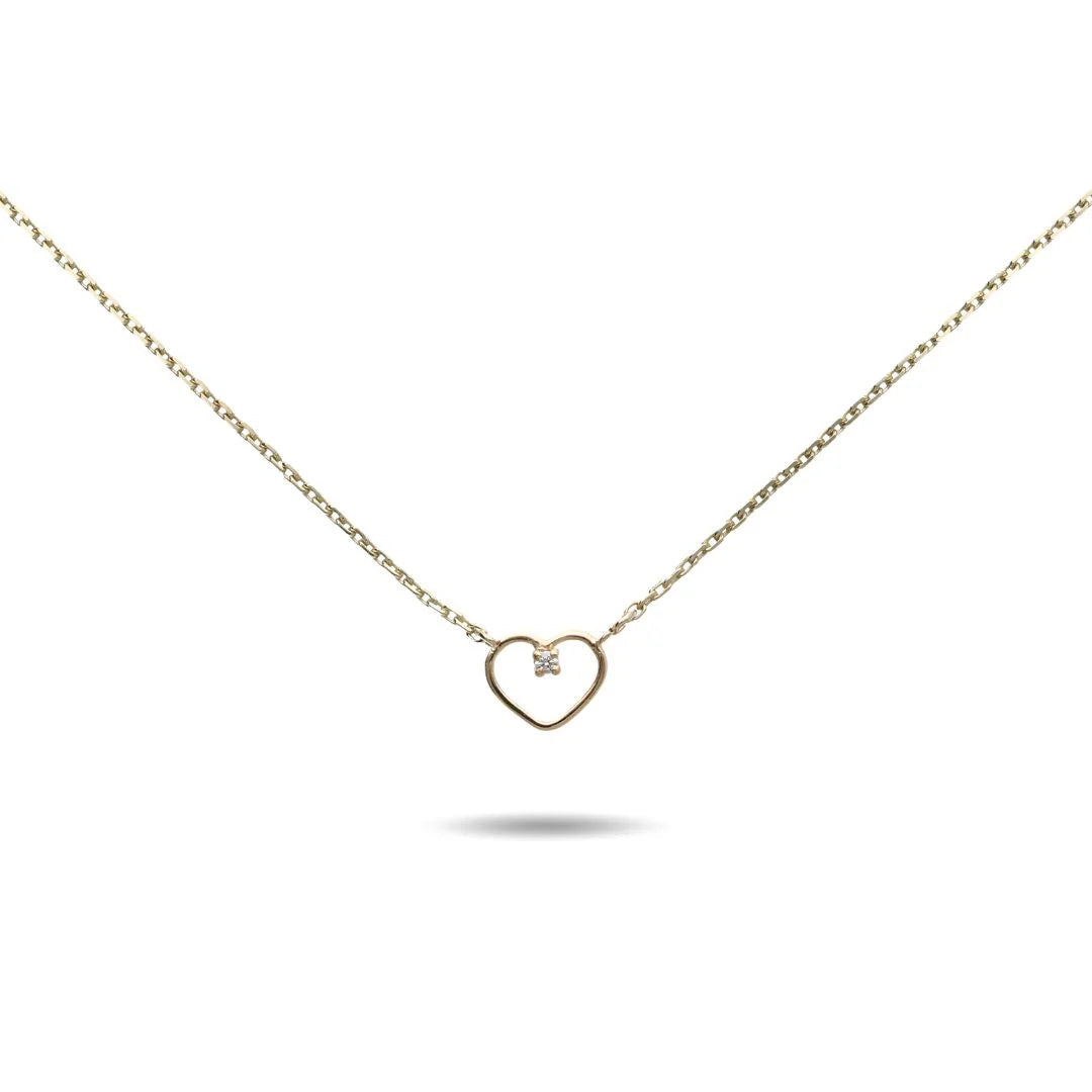 Collana Filodamore in Oro Giallo 9kt Cuore e Diamante