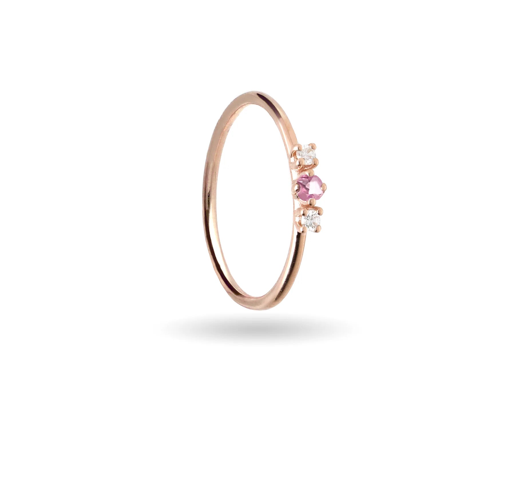 Anello Filodamore Trilogy con Zaffiro Rosa e Diamante in Oro Rosa 9kt