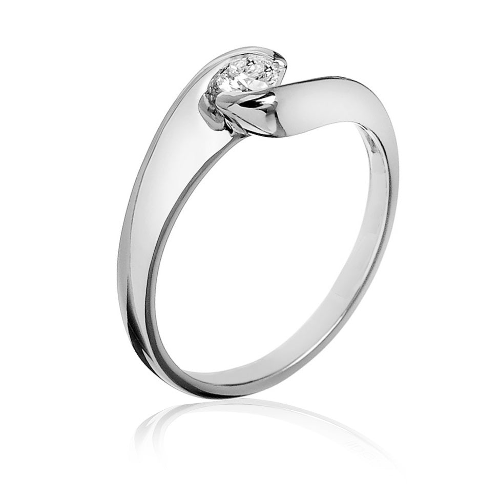 Anello Solitario Aria - Oro bianco e Diamanti