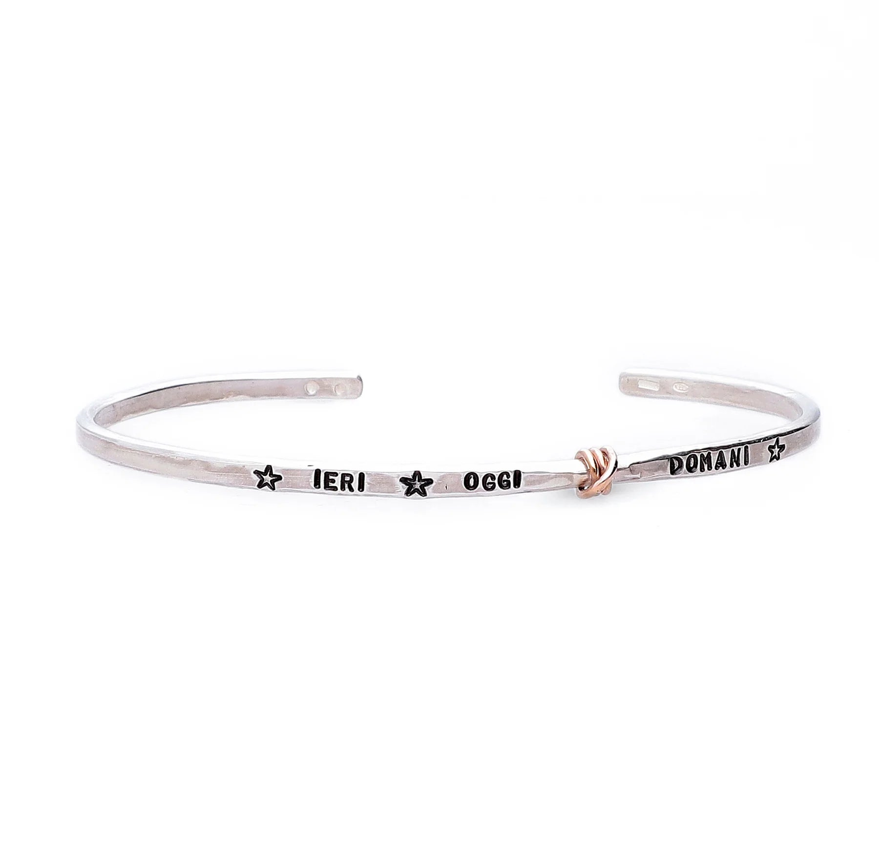 Bracciale in Argento 925 con elemento tre fili in Oro Rosa 9kt