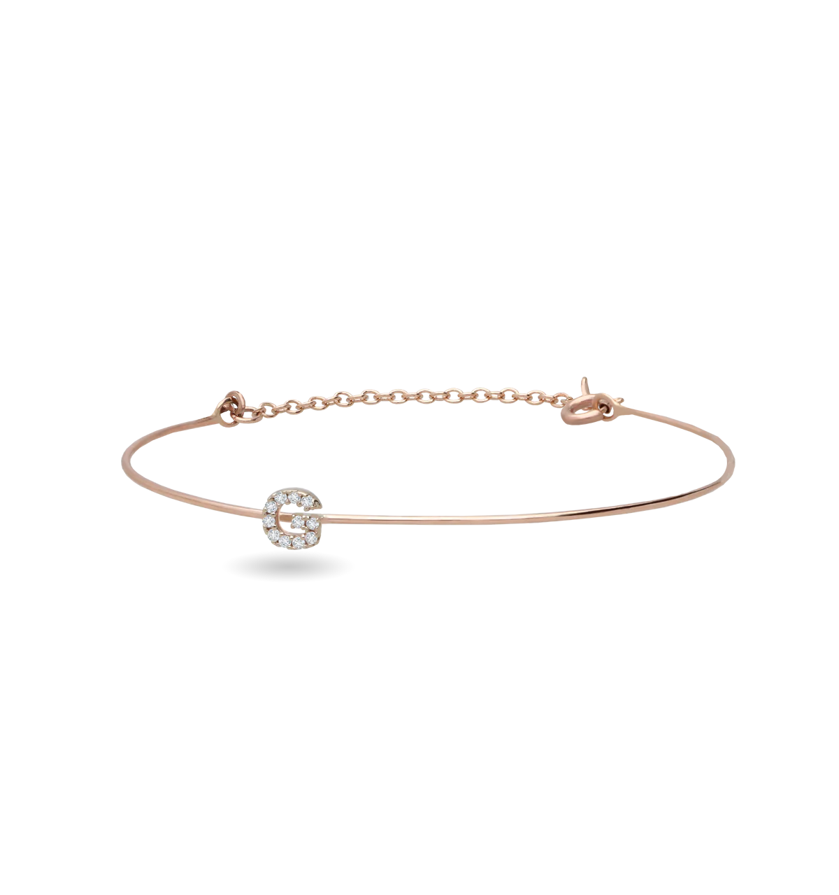 Bracciale Filodamore con iniziale in Oro Rosa 9kt e Diamanti