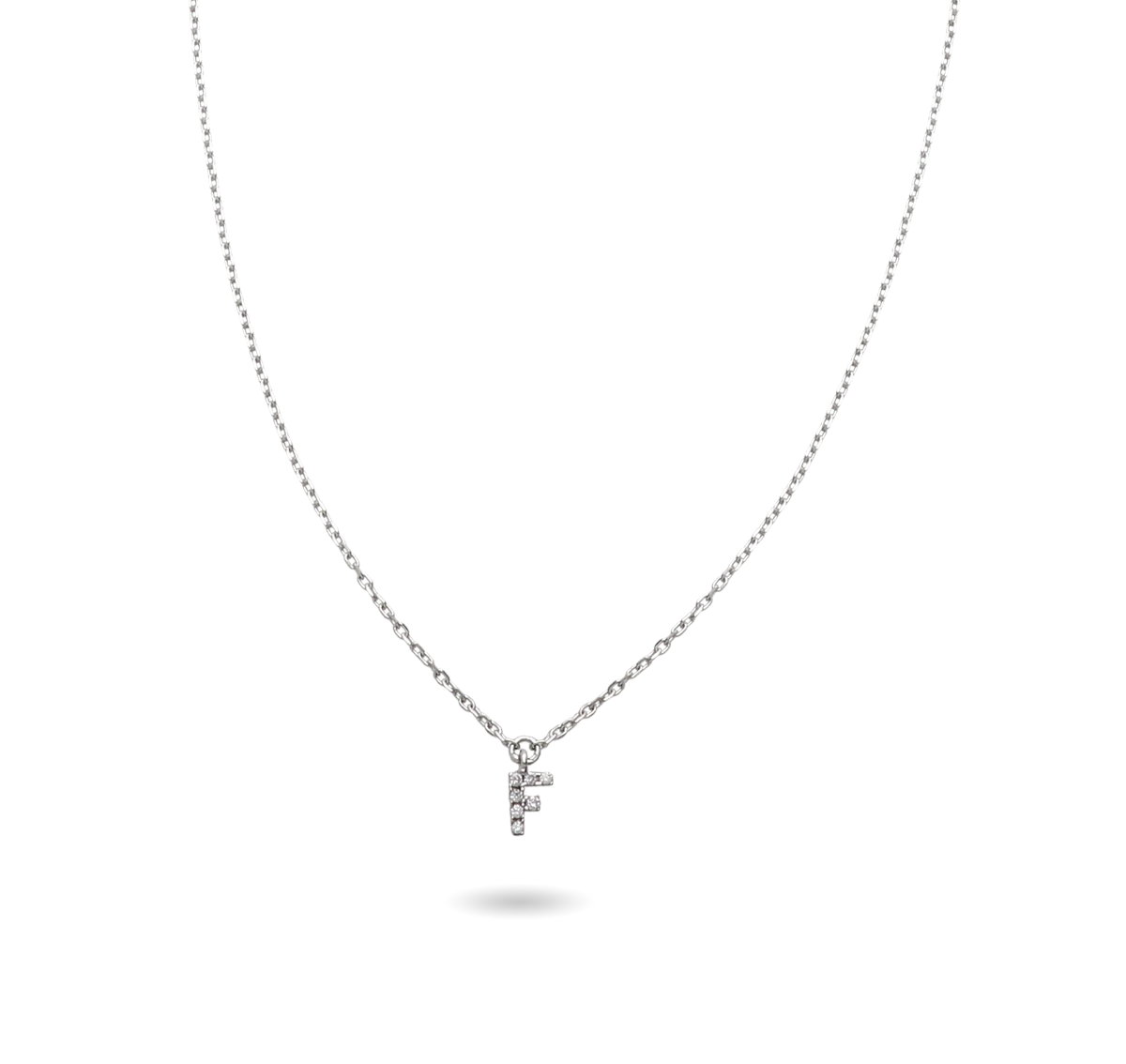 Collana Filodamore con iniziale in Oro Bianco 9kt e Diamanti