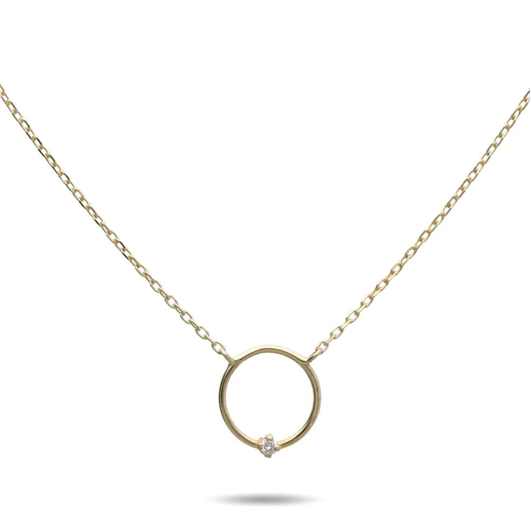 Collana Filodamore in Oro Giallo 9kt Cerchio e Diamante