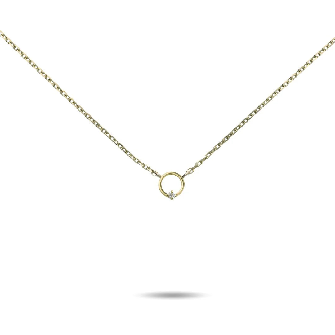 Collana Filodamore in Oro Giallo 9kt Cerchio e Diamante