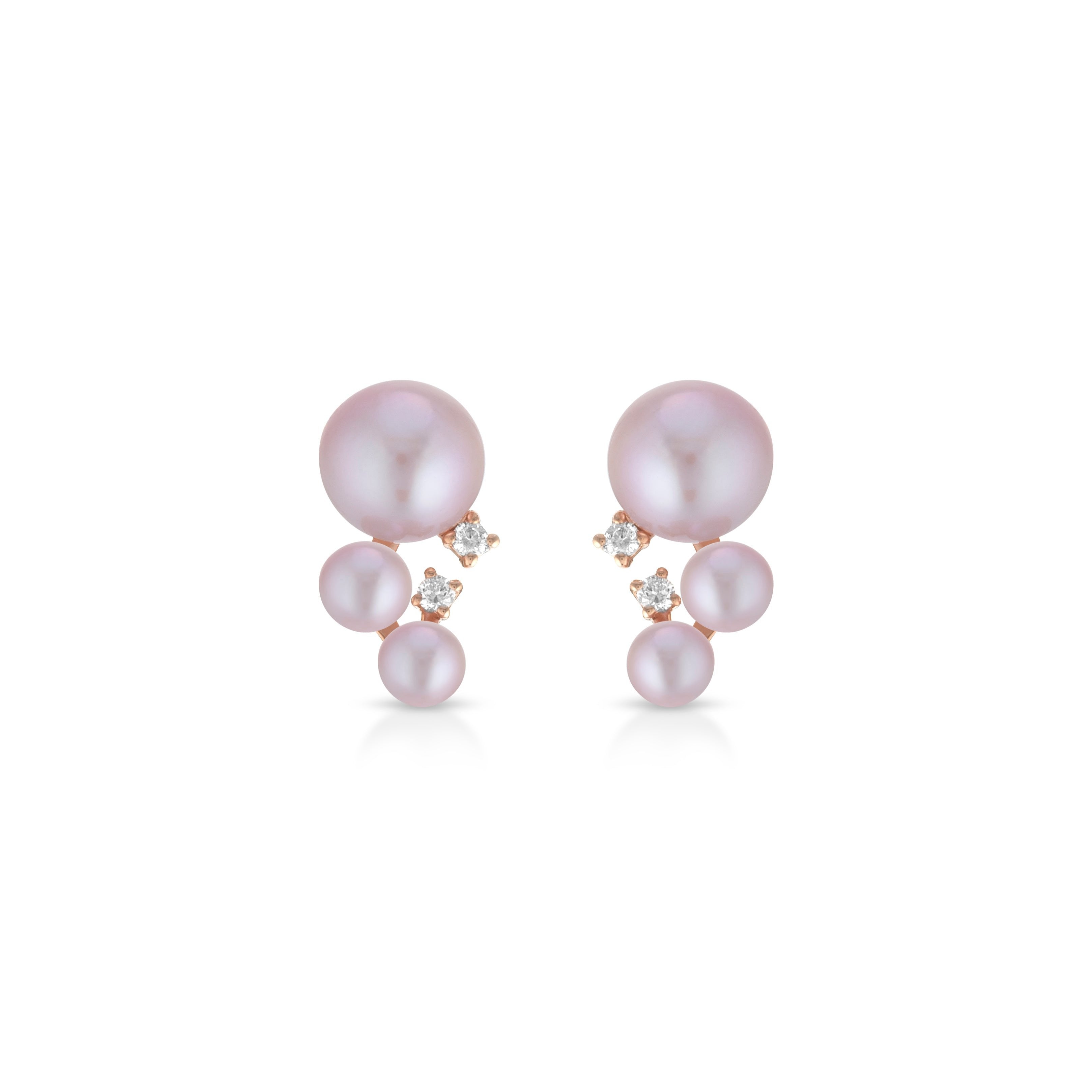 Orecchini COSCIA Baby Pearls con Perle Pink in Oro rosa e Diamanti