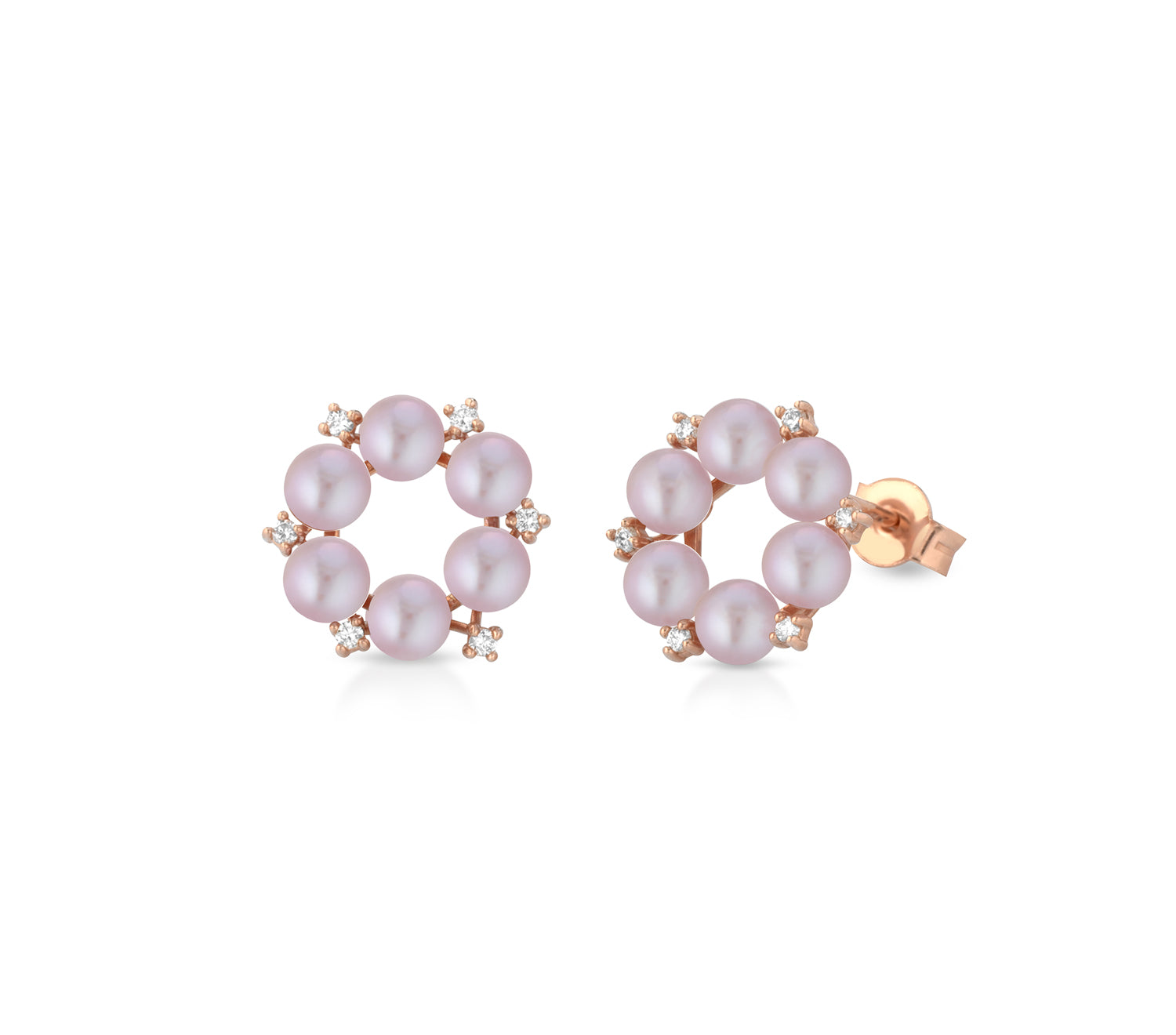 Orecchini COSCIA Baby Pearls con Perle Pink in Oro rosa e Diamanti