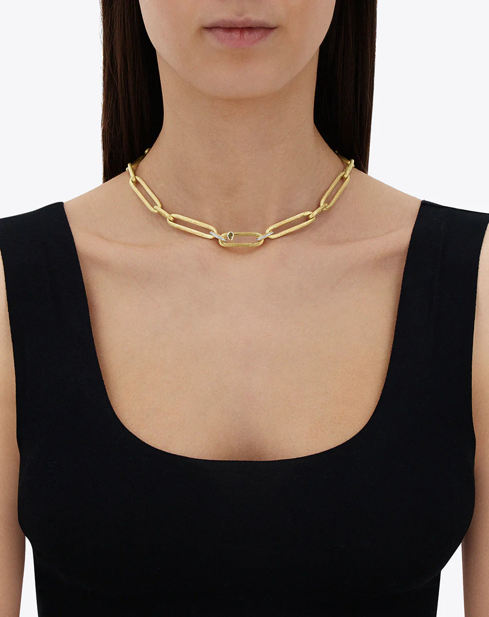 Collana Libera con catena in oro e diamanti
