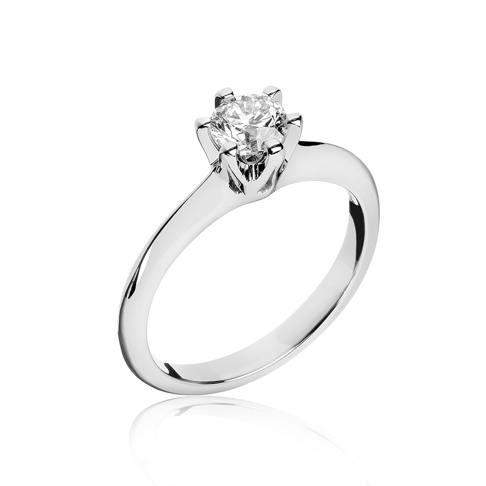 Anello Solitario Ermes - Oro bianco e Diamanti