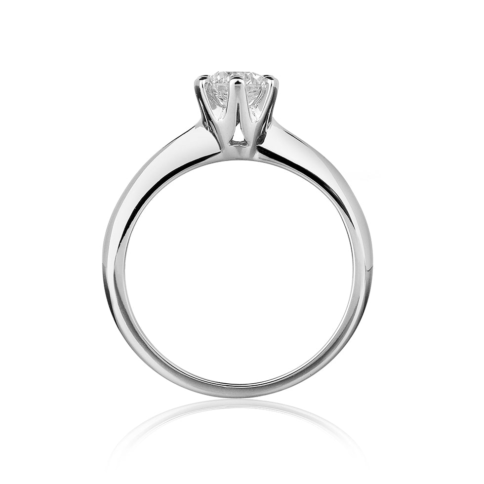 Anello Solitario Ermes - Oro bianco e Diamanti