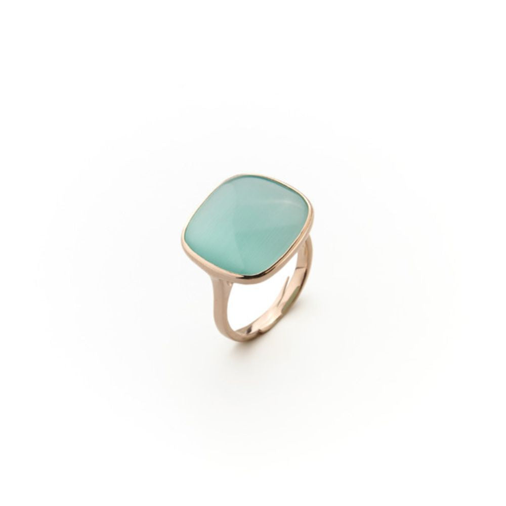 Anello Madì Marea con Quarzo Idrotermale Verde Acqua