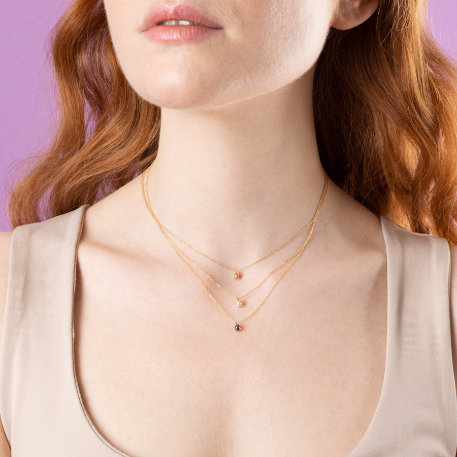 Collana con Perla Bianca/Rosa/Nera in Oro Giallo - Pearls