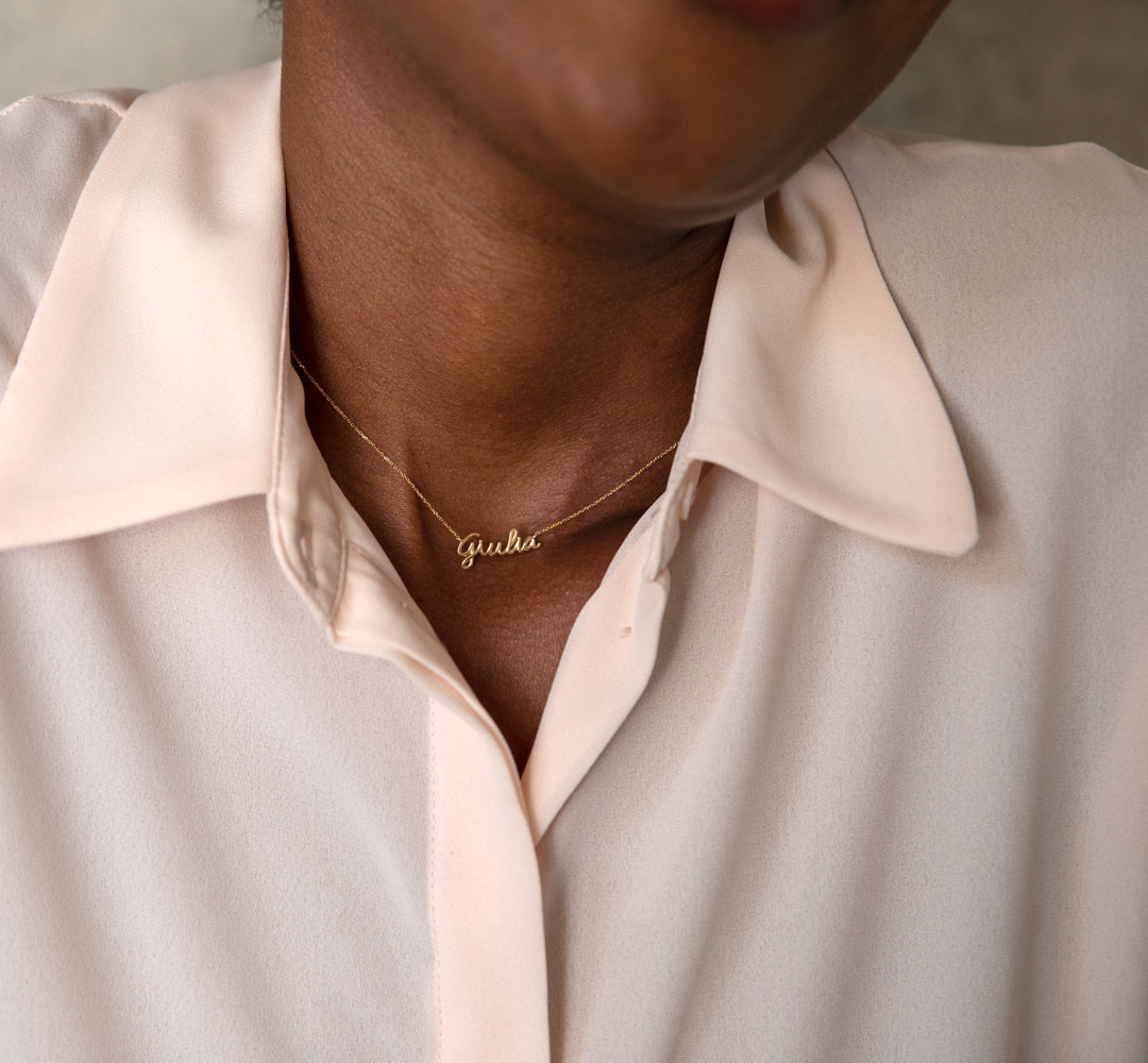 Collana con Nome in Oro Giallo - Personalizzabile