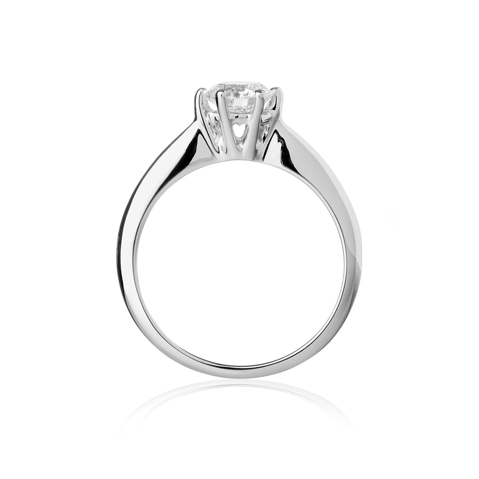 Anello Solitario Naos - Oro bianco e Diamanti