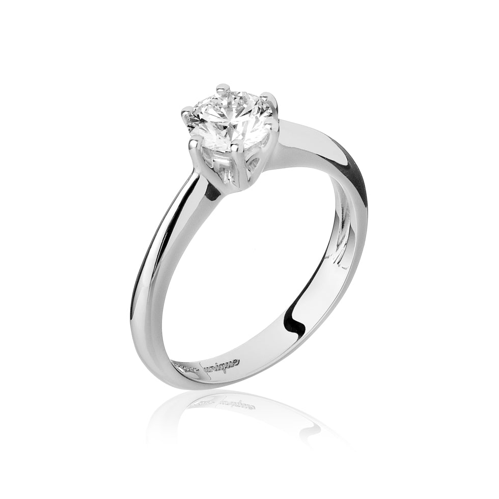 Anello Solitario Naos - Oro bianco e Diamanti