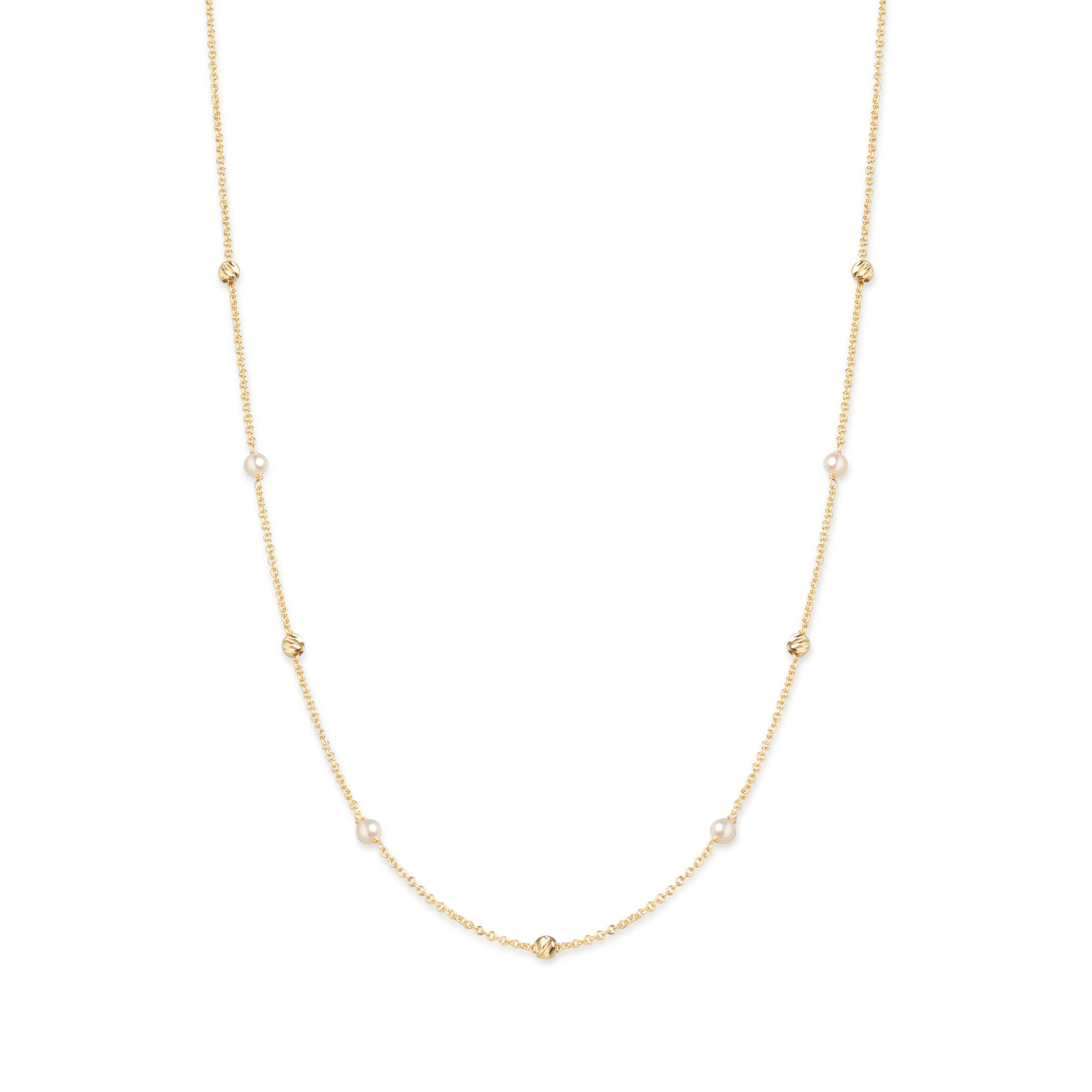 Collana con Perle e Boules Diamantate in Oro Giallo - Pearls