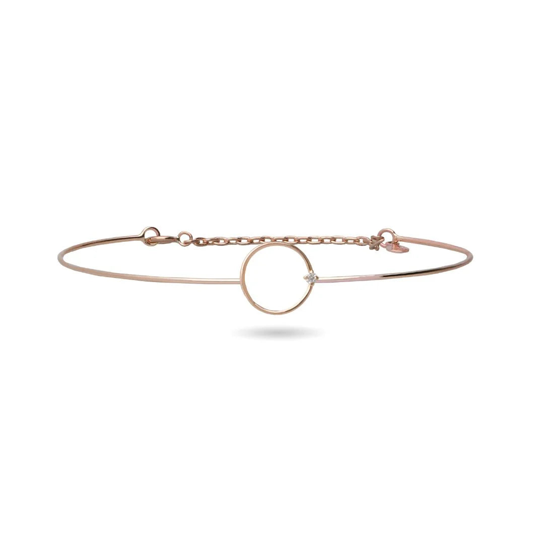 Bracciale Filodamore con Cerchio e Diamante in Oro Rosa / Giallo 9kt