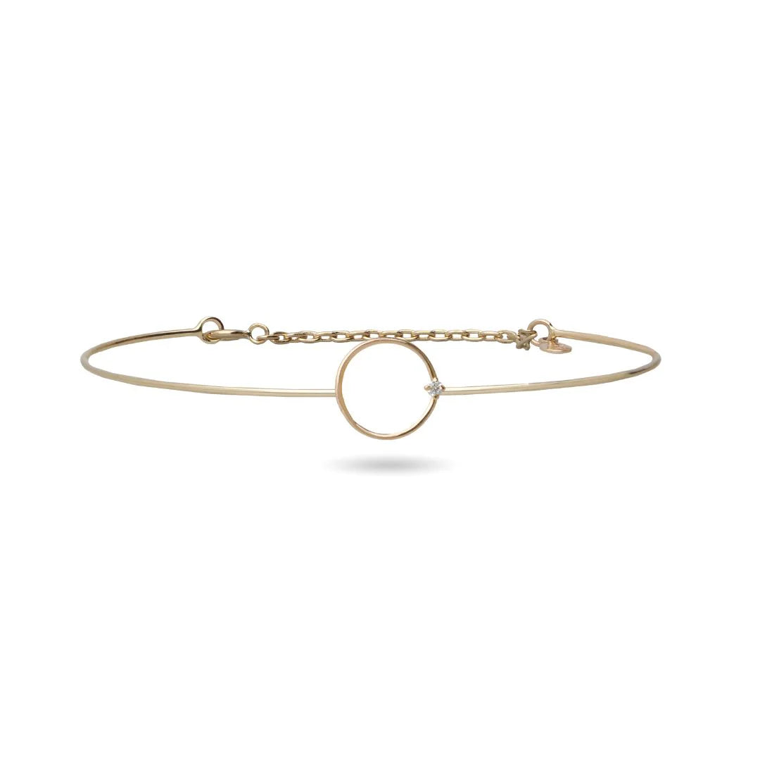Bracciale Filodamore con Cerchio e Diamante in Oro Rosa / Giallo 9kt
