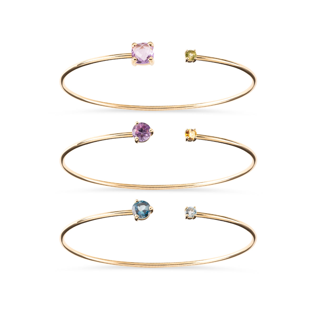 Bracciale Rigido Bangle con Pietre in Oro Giallo - Timeless